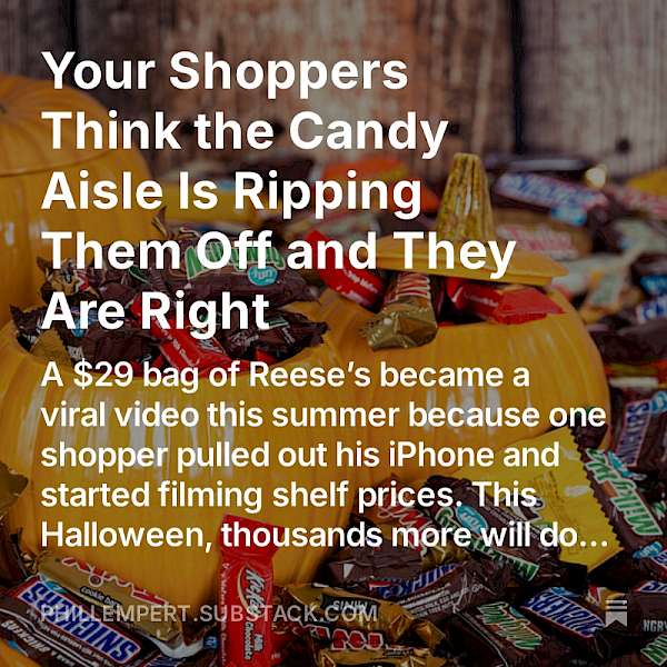 BLS data shows candy and gum prices running 7.7% above last year, about double overall inflation, since 2019, candy is up 54%